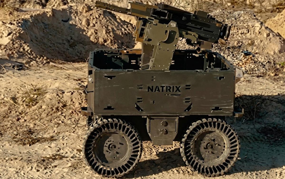 NATRIX military drone with BRR-M3 wheels in field