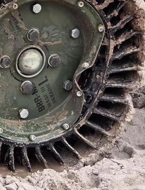 BRR-M3 wheel after anti-personnel mine test